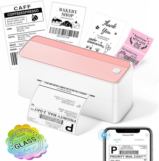 ASprink Shipping Label Printer - Bluetooth Thermal Label Printer for Shipping Packages, Small Business, Barcode Labels, Customer Stickers Compatible with for Amazon, Ebay, Shopify, USPS, UPS, FedEx