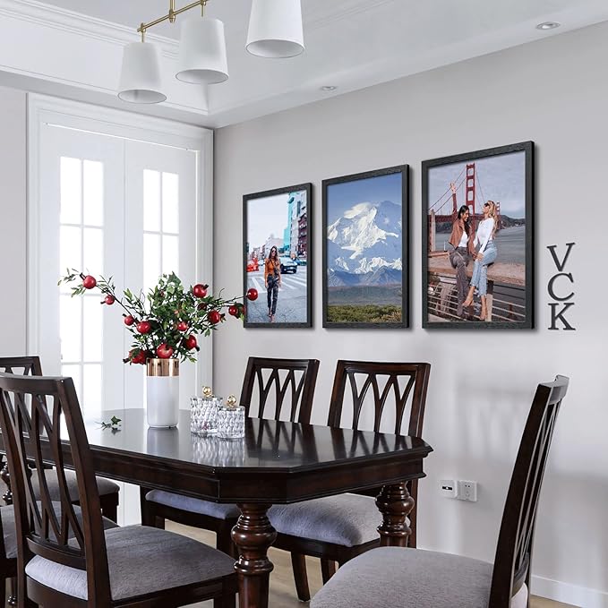 VCK 20x28 Picture Frame Set of 4 - Black, Gallery-Quality Wood Poster Frames, 1.1-Inch Wide Border, Polished Plexiglass, Vertical or Horizontal Wall Display for Photo/Art/Prints, Black