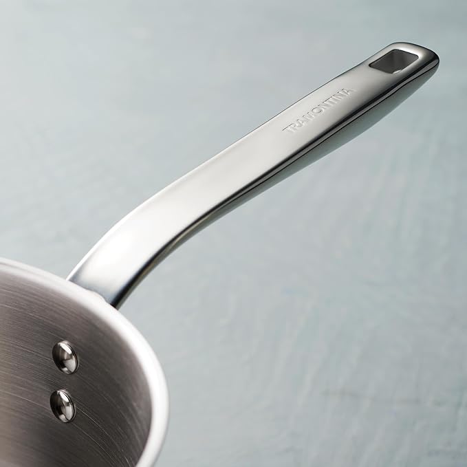 Tramontina Tempo Tri-Ply Base Stainless Steel 3-Quart Sauce Pan with Glass Lid, Induction-Ready Saucepan, Oven-Safe, Dishwasher-Safe