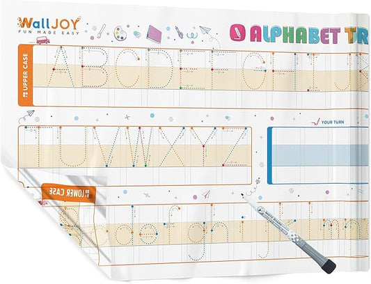 Large Handwriting Practice Dry Erase Board – 42x16” Alphabet Tracing, Reusable Writing Board for Kids, Adhesive-Free Clear Whiteboard Sticks to Any Smooth Surface, for Home & Classroom