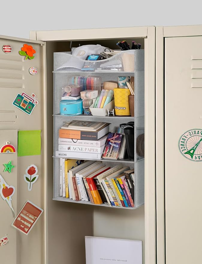 StorageWorks Hanging Closet Organizer, 3-Shelf Hanging Closet Shelves with Top Shelf, 19 ¾"W x 12" D x 31" H, Extra-Large Space, Light Grey