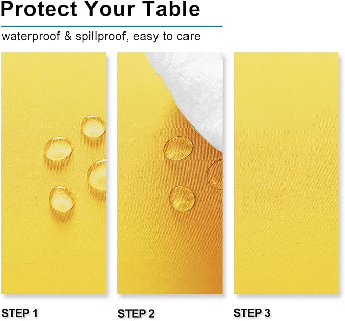 Hiasan Tablecloth for Rectangle Tables - 70 x 140 inch - Waterproof, Spillproof & Wrinkle Resistant Washable Polyester Table Cloth for Dining/Party/Outdoor Picnic, Yellow