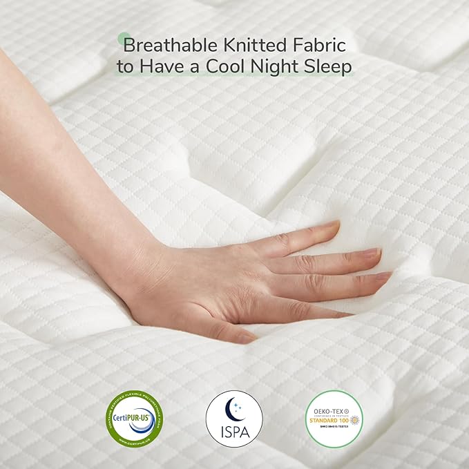 Novilla King Size Mattress，12 Inch Gel Memory Foam & Pocketed Coils with Motion Isolation for Refreshing Sleep, Medium Firm Feel with CertiPUR-US Foam for Pressure Relief,King Mattress in a Box