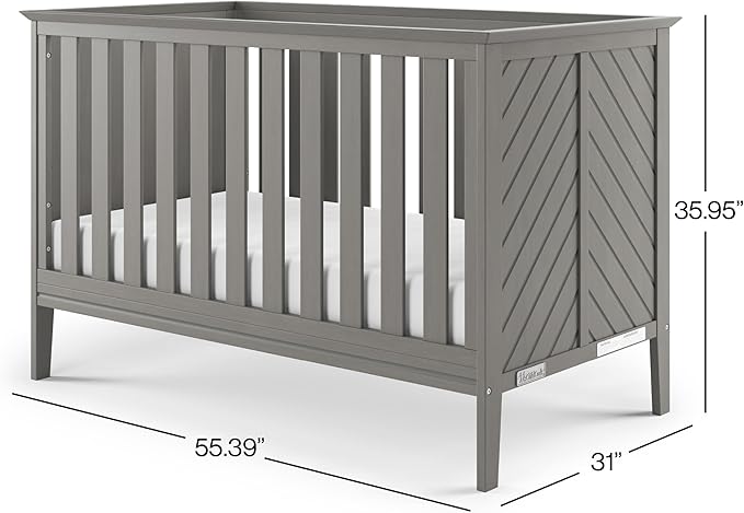 Child Craft Atwood 3-in-1 Convertible Crib, Baby Crib Converts to Day Bed, Toddler Bed, 3 Adjustable Mattress Positions, Non-Toxic, Baby Safe Finish (Lunar Gray)