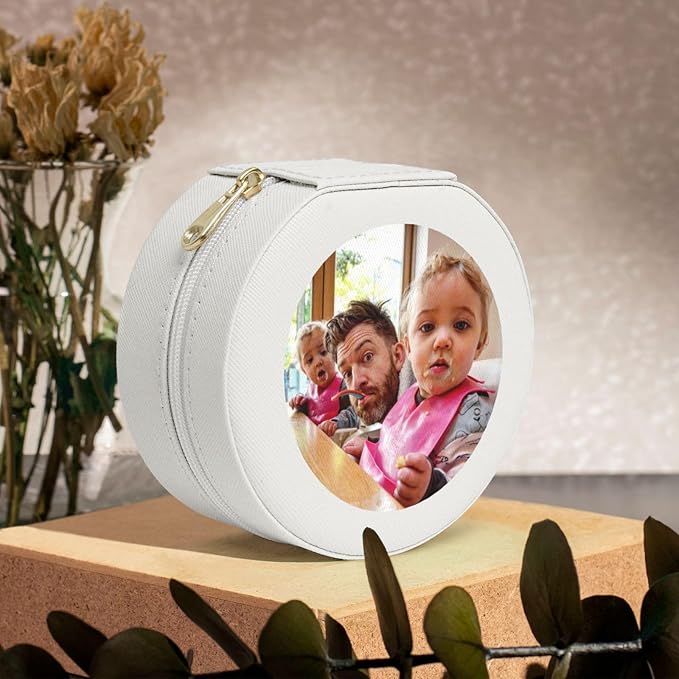 Personalized Jewelry Box Gifts for Women - Custom Jewelry Organizer with Image Text Logo - Customized Travel Leather Jewelry Case for Mom Wife Wedding Girls