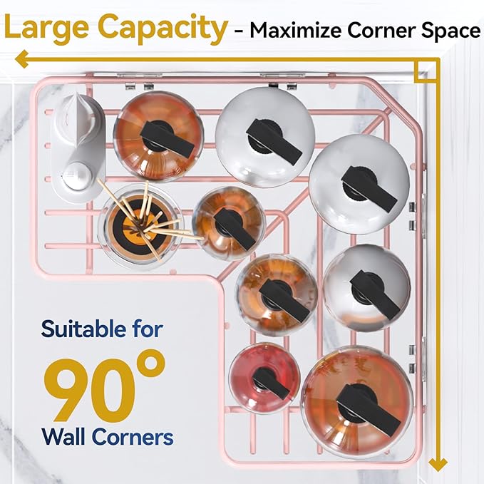 YASONIC Corner Shower Caddy Organizer, 3-Pack Self-Adhesive Rustproof Bath Shelves with Soap Holder & 4 Hooks, Large Capacity Shower Storage Rack for Bathroom Organization, Pink