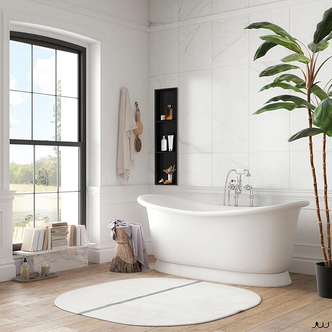 36" X 8" Stainless Steel Shower Niche Insert Tile Ready, Niche for Shower Wall, 3-Tier Recessed Shelf No Tile Needed for Bathroom Storage, Matte Black