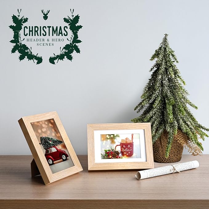 KINLINK 4x6 Picture Frames Natural Wood Frames with Acrylic Plexiglass for Pictures 3.5x5 with Mat or 4x6 without Mat, Tabletop and Wall Mounting Display, Set of 4