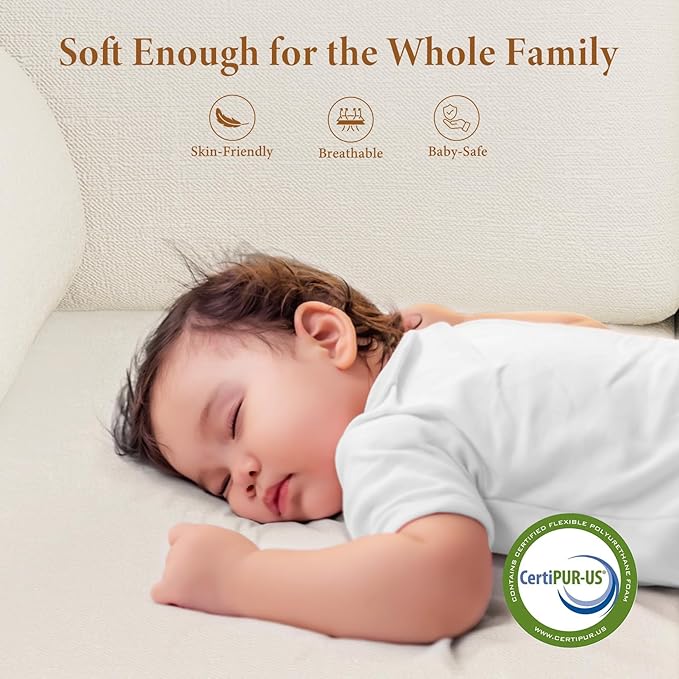 Vesgantti 106" Cloud Couch Sectional Modular Sofa, Deep Seat Comfy Cloud Couch Chenille Memory Foam Sofa Modular Couches for Living Room Bedroom, No Assembly Required (Beige, Left-Facing Chaise)