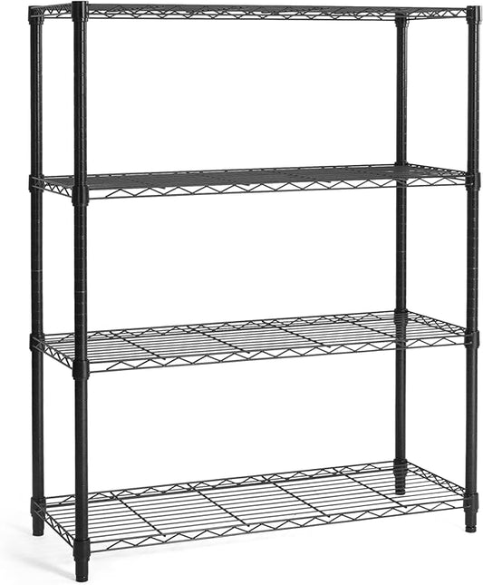 CAPHAUS 4-Tier Adjustable Height Wire Shelving Unit, Wire Rack Shelving, Metal Steel Storage Shelves, Garage Shelving Storage Organizer, Utility Storage Shelf, Without Wheels, Black