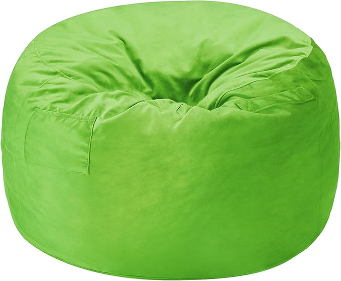 Homguava 3FT Bean Bag Chair: 3' Bean Bags with Memory Foam Filled, Large Beanbag Chairs Soft Sofa with Dutch Velvet Cover-Lime
