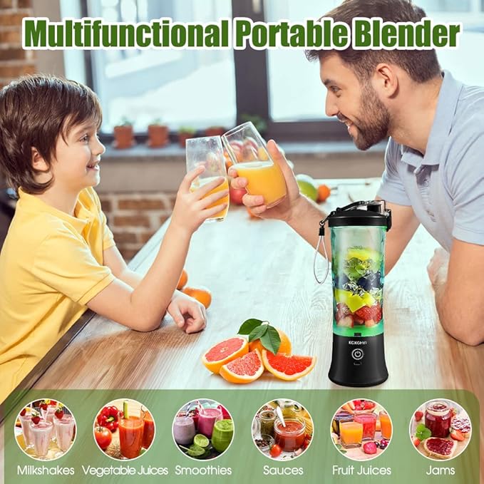 Portable Blender for Smoothies, Freshly Squeezed Juices, Milk shakes and Baby food, 20 oz BPA Free, Suitable for Outdoor Sports, Family, Travel. （Black）