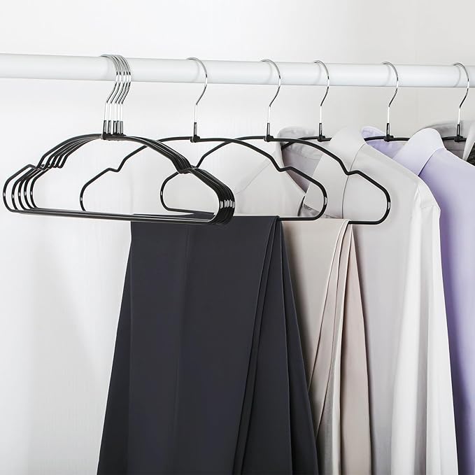 TOPIA HANGER Metal Hangers 20 Pack, Non Slip Clothes Hangers Space Saving, Heavy Duty Rubber Coated Wire Hanger for Coat, Shirt, Dress, Pants-Black, CT12H