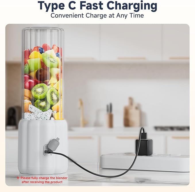 COKUNST Portable Blender, Small Smoothie & Shake Maker with LED Display, 17 oz (500ml) Personal Blender with 6 Blades, USB C Rechargeable Juice Mixer with Extra Lid for Travel, Office, Gym, Home