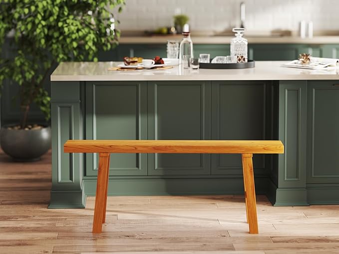 Handmade Solid Wood Noodle Bench 45 in Long Farmhouse Bench for End of Bed Entryway Slim Shoe Storage Stool Entry Stool Hallway Dining Farmhouse or Living Room