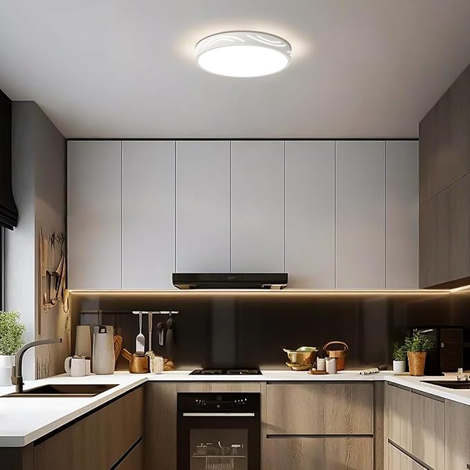 Modern Dimmable Ceiling Light Fixture,5CCT in One LED Flush Mount Kitchen Lights,Round Close to Ceiling Lamp for Hallway Entryway Bedroom Living Room Laundry Room Bathroom(White,11.81 in,ETL Listed)