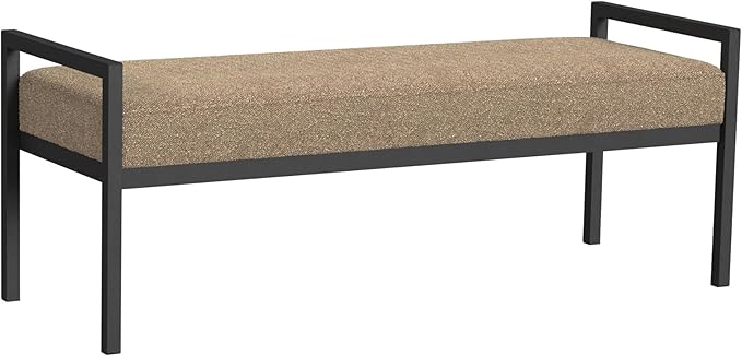 HomePop Modern Metal Bench|Bench for Living Room & Bedroom | Decorative Home Furniture - Brown Boucle