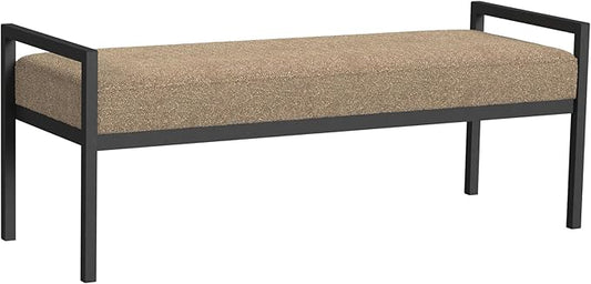 HomePop Modern Metal Bench|Bench for Living Room & Bedroom | Decorative Home Furniture - Brown Boucle