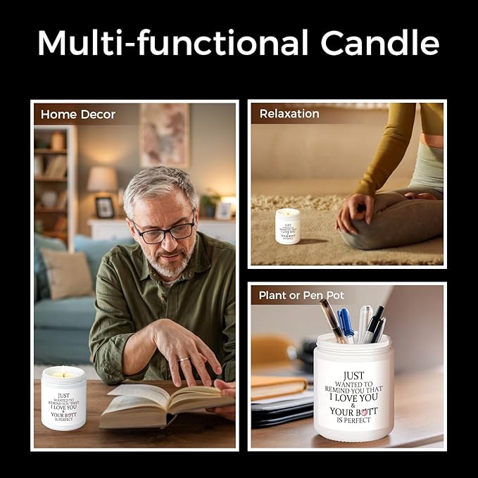 MOASITN Romantic Scented Candles for Her Him, I Love You & Your Butt is Perfect Valentines Day, Anniversary, Birthday, Christmas Candles for Girlfriend, Wife, Husband, Boyfriend, Couples