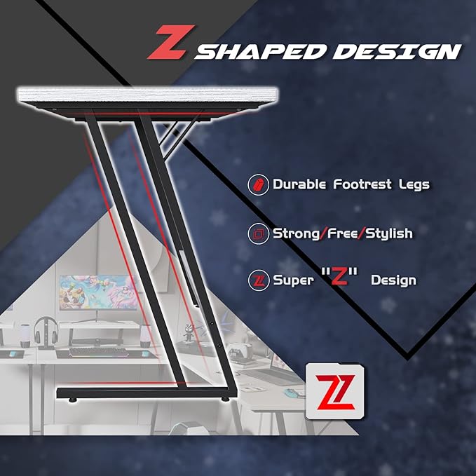 Homall L Shaped Gaming Desk Computer Corner Desk PC Gaming Desk Table with Large Monitor Riser Stand for Home Office Sturdy Writing Workstation (Classical White, 51 Inch)