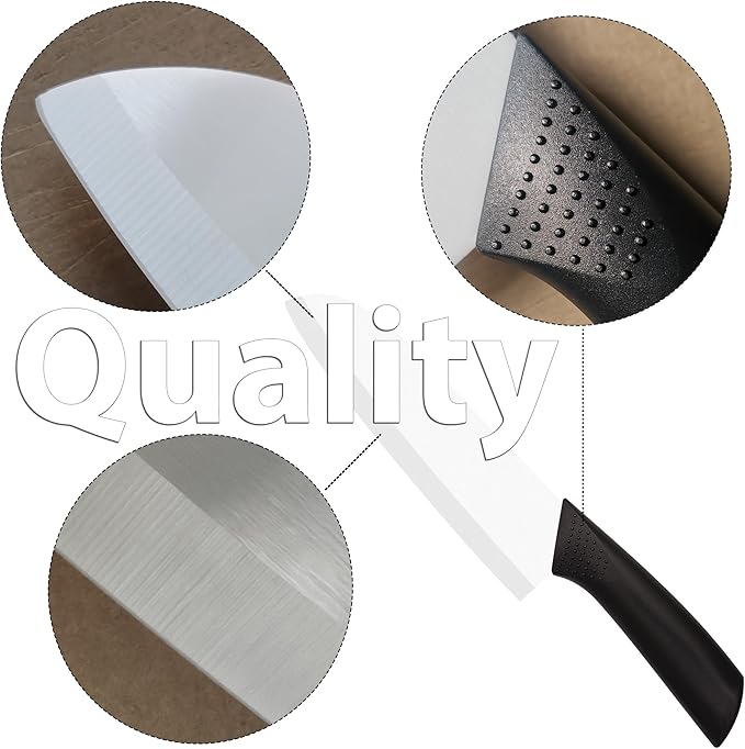 Ceramic Knife - 7 inch Chef's Santoku Knife - Sharp Ceramic Kitchen Knife with Sheath Cover