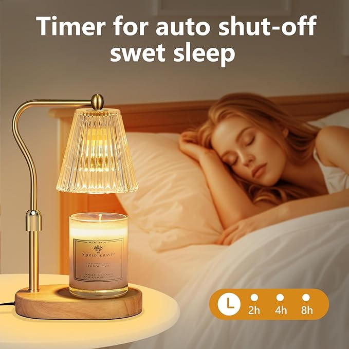 Candle Warmer Lamp with Timer and Dimmer, Candle Warmer Adjustable Height for Mom Birthday Gifts, Electric Wax Melt Warmer for Scented Jar Candles Home Decor