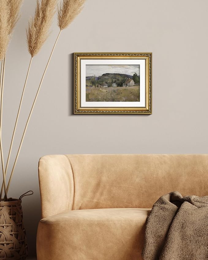 VIYYIEA Gold Framed Wall Art Canvas Print Home Decor Vintage Landscape Art Prints Wall Decor Abstract Serene Countryside Scene Wall Prints Mid Century Modern Decor for Living Room Bedroom 11x14in