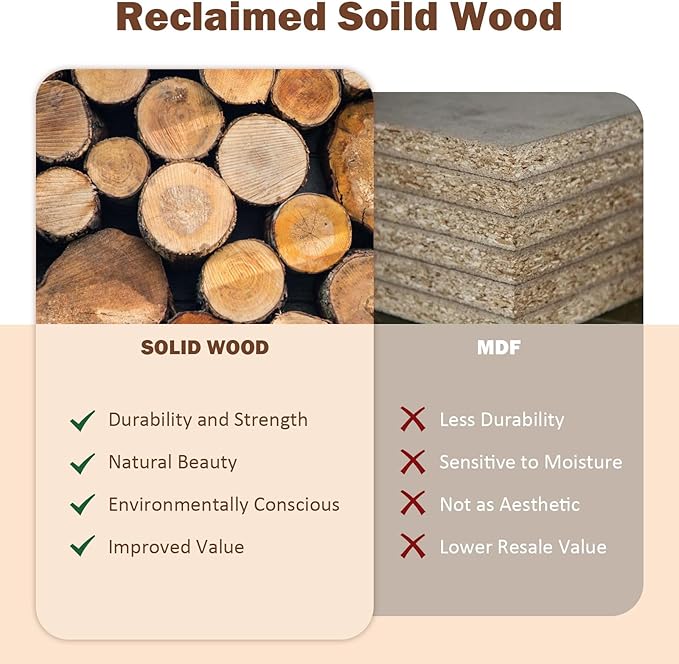 Reclaimed Solid Wood Bench, 55" Farmhouse Entryway Bench for Hallway, Kitchen, Dining, Bedroom, Narrow Indoor Bench with Rustic Charm