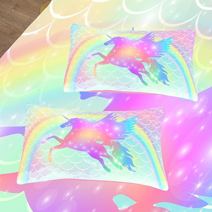 Tailor Shop Unicorn Comforter Twin Size,Girls Unicorn Bedding Sets for Girls Kids Teens with 1 Pillowcase…