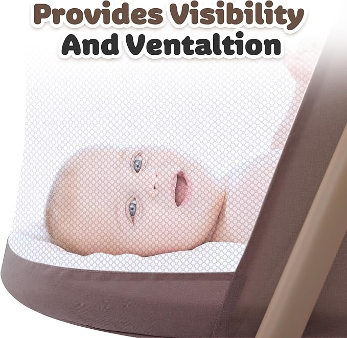 Baby bassinets,3 in1 Baby Crib, Sturdy, Portable & Easy to Assemble,Mosquito net and Portable Bag Included. (Khaki)