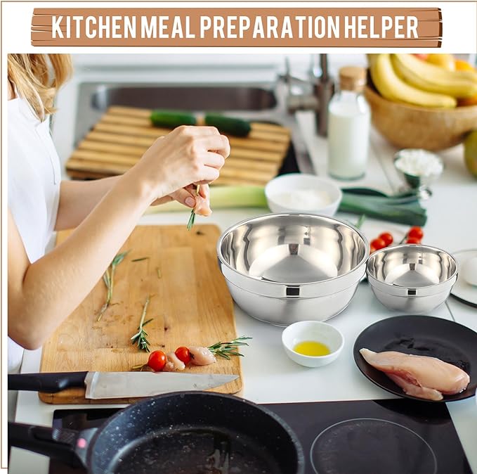 20 Pack 304 Stainless Steel Bowls Set 13 oz 34 oz Metal Double Walled Insulated Snack Mixing Lightweight Multipurpose Toddler Dinner Bowls for Ice Cream, Cereal, Snack