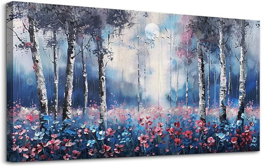 MHARTK66 Wall Art For Living Room Canvas Wall Decor For Bedroom Office Decorations Trees Forest Landscape Wall Paintings Stretched And Framed Pictures Modern Aesthetic Room Home Decor Mural Artwork