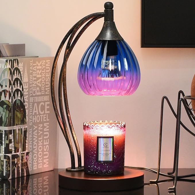 Candle Warmer Lamp with Timer Dimmer - Electric Candle Warmer Light Wax Warmer for Jar Candles - Candle Lamp Warmer Unique Gifts for Women Mom House Warming Gifts New Home Decor Blue Purple Gradient