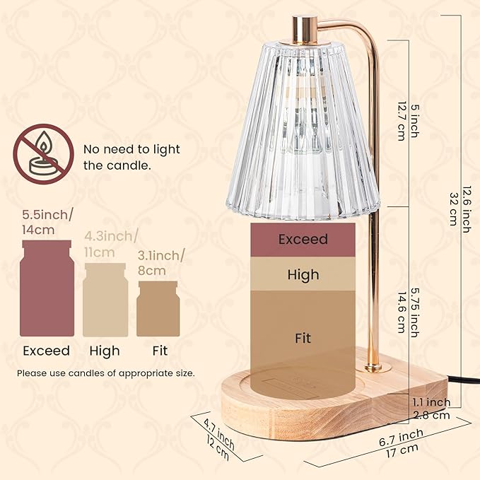 Candle Warmer Lamp with Timer Dimmer, Wax Melt Warmer, Gifts for Mom Women, Housewarming Gifts for New Home