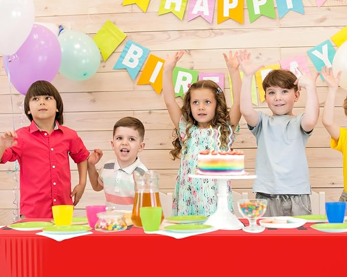 3 Pcs Train Party Decorations Railroad Track Tablecloths Train Birthday Party Supplies 54 x 108 Inch Plastic Table Covers for Railroad Track Western Theme Birthday (Red)