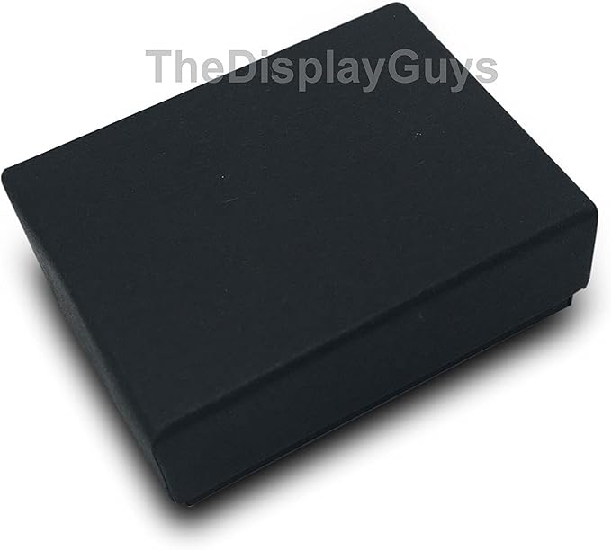 TheDisplayGuys - 100-Pack #11 Cotton Filled Cardboard Paper Jewelry Boxes Gift Case - Matte Black (2.1" x 1.8" x 0.8") - for Shipping or Storage