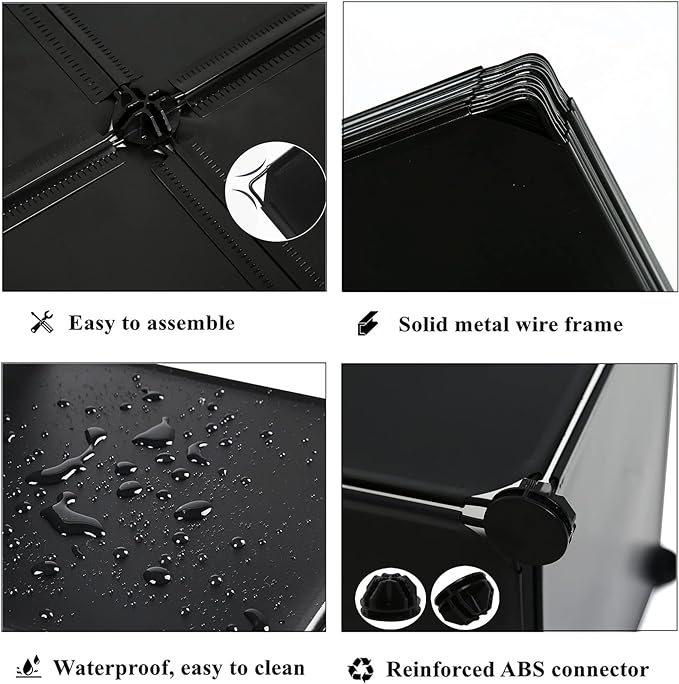 AWTATOS Cube Storage Organizer Closet Storage Shelves DIY Stackable Plastic Storage 12 Cube Bookshelf, Ideal Storage Organizer for Closet, Home, Bedroom, Black