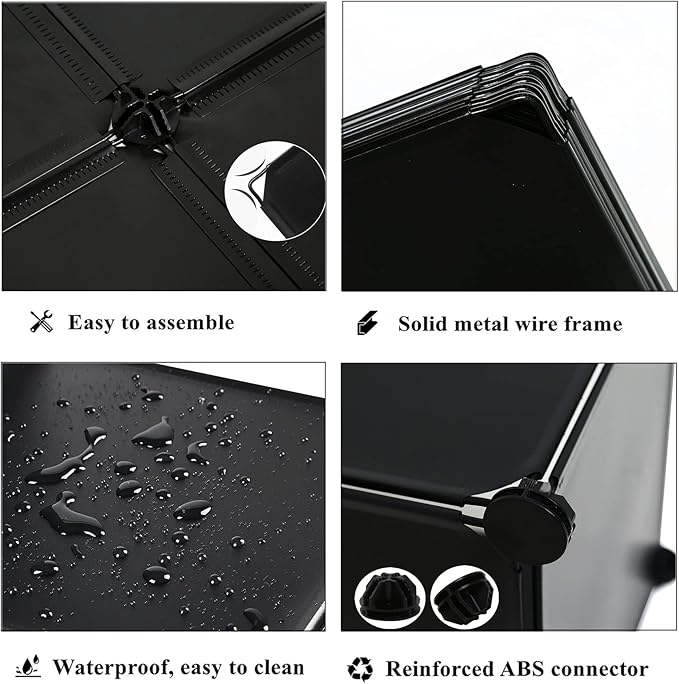 AWTATOS Cube Storage Organizer, Storage Cubes Shelves Bookshelf, 6 Cube Closet Organizers and Storage, DIY Stackable Plastic Clothes Organizer Shelving for Bedroom, Home, Black