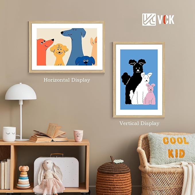 VCK 24x36 Poster Frame Set of 4 - Oak, Gallery-Quality Wood Picture Frames, 1.1-Inch Wide Border, Polished Plexiglass, Vertical or Horizontal Wall Display for Photo/Art/Prints, Natural Oak