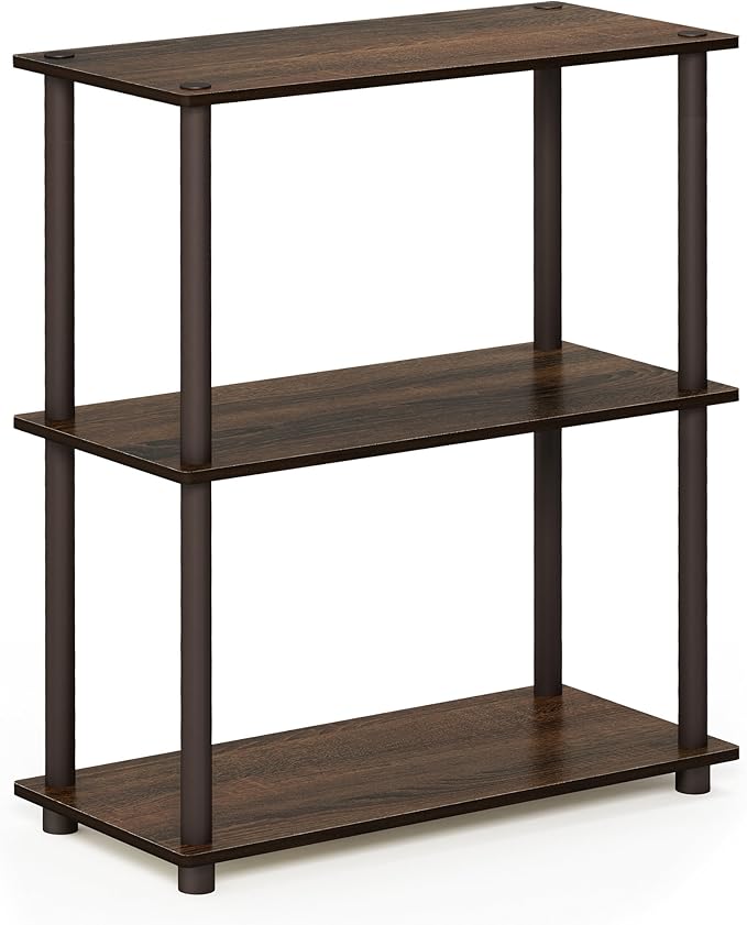 Furinno Turn-N-Tube 3-Tier Compact Multipurpose Shelf Display Rack, Walnut/Brown