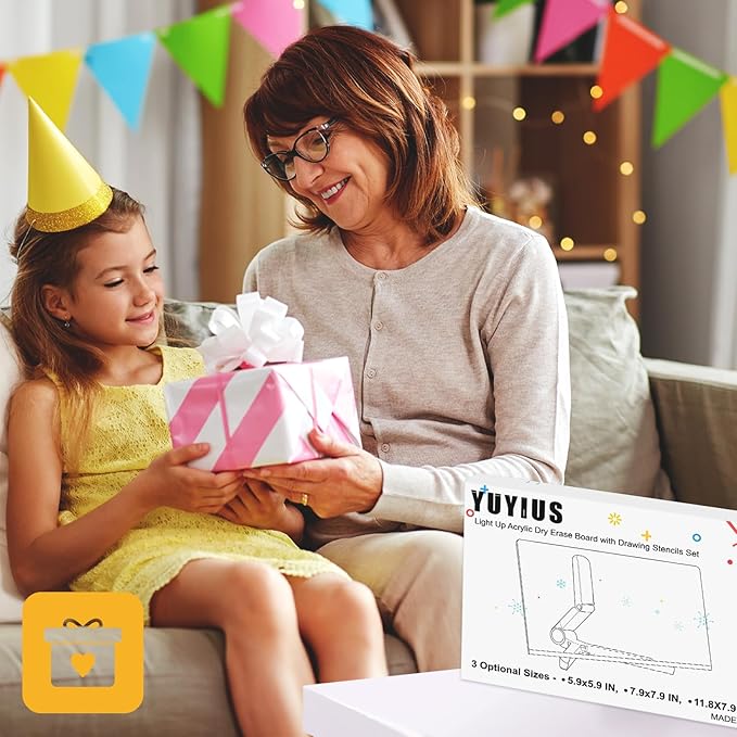 LED Acrylic Message Board, Light Up Acrylic Dry Erase Board 11.8x7.9” with Stand, LED Note Board with Colors for Kids, Glow Memo Message Writing Board with Light, Drawing Stencils Set Included