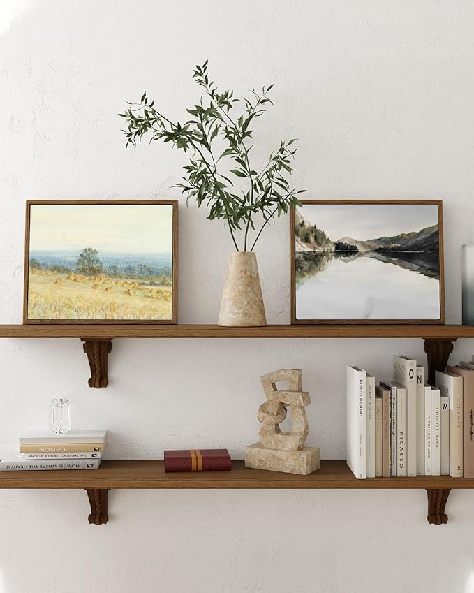 InSimSea Framed Wall Art for Living Room Mountain Reflection Decor Vintage Wall Art Mountain Range Nature Wilderness Art Decorative Rustic for Living Room Bedroom Office Wall Decor 9x11in