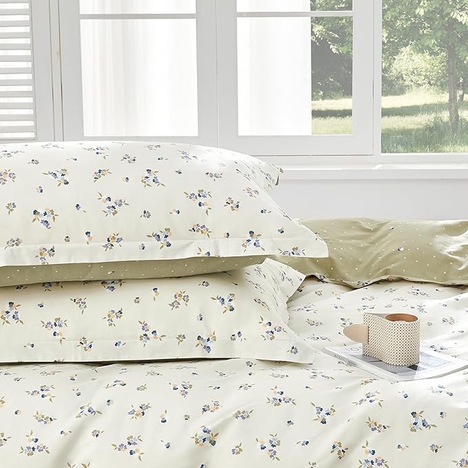 SAPHREAS Botanical Purple Flower Duvet Cover Set Full Size Purple Floral White Bedding Comforter Cover Set 100% Cotton 1 Duvet Cover 90"x80" 2 Pillow Shams, Comforter Not Included