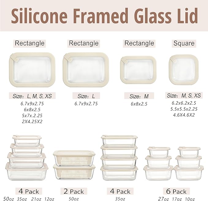 Urban Green Glass Food Storage Containers with Glass Lids, Microwave Safe Food Container Set, Aitight Meal Prep Container Set, LeakProof, 100% Plastic Free, 2 Pack