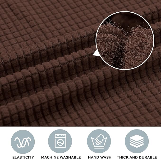 LURKA Stretch Oversized Sofa Slipcovers 1 Piece Couch Covers for 3 Cushion Couch Sofa Furniture Protector Full Sofa Covers with Elastic Bottom for Kids and Pet (X-Large, Chocolate)
