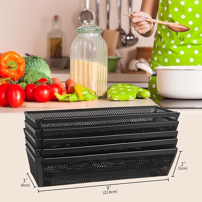 2PCS Drawer Organizer, Mesh Drawer Organizer with Interlocking Arm for Utensil, Cosmetic, Flatware, Pen (9 * 3 * 2 Inches, Black)