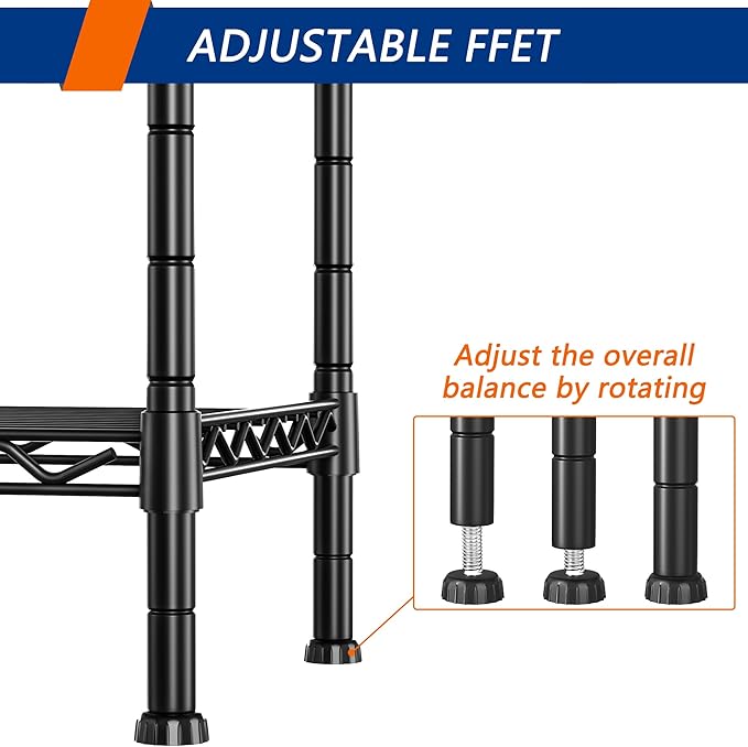 REGILLER 7-Tier Metal Storage Rack Adjustable Shelf,Storage Unit Shelf for Laundry Bathroom Kitchen Pantry Closet(Black,13.9" D x 23.9" W x 71.6" H)