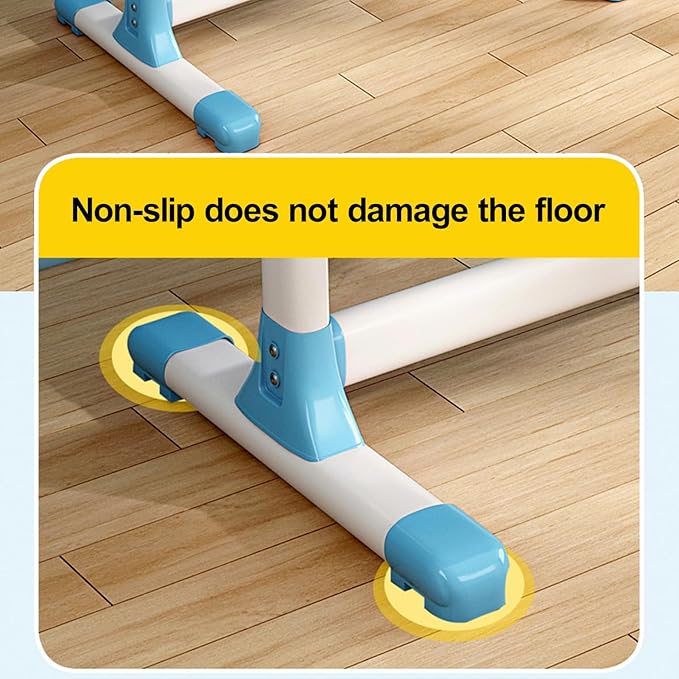 Study Desk with Chair, Height Adjustable Kids Desk and Chair Set, Widened Children Desktop, Children Learning Desk and Chai Set with Spacious Storage Drawer for Boys Girls (Blue-C)