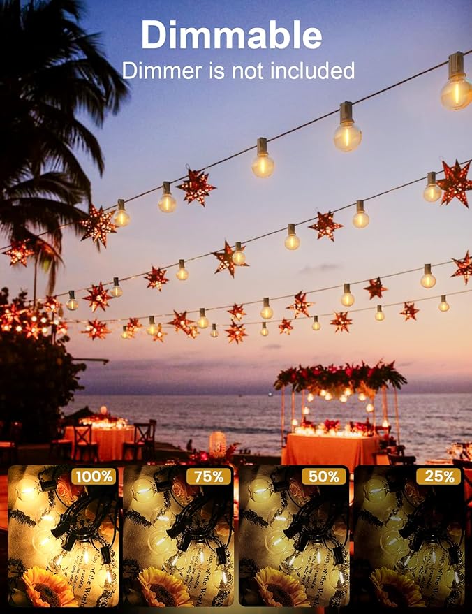 RTTY Outdoor String Lights 300 FT Globe LED Patio Lights with G40 Plastic Bulbs,Waterproof Shatterproof Dimmable Connectable Hanging for Backyard Porch Balcony Party Cafe Deck Decor