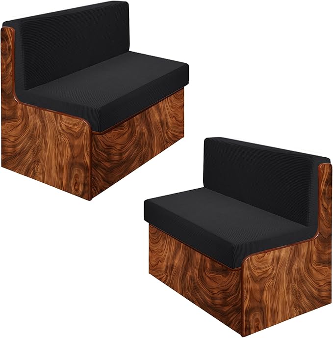 Rv Dinette Cushion Covers,Jacquard Stretchable Camper Cushion Cover,RV Cushion Slipcover,Rv Couch Cover Replacement for RV Camper Car Bench,2 Backrest Covers and 2 Bench Covers (Checkered,Black)